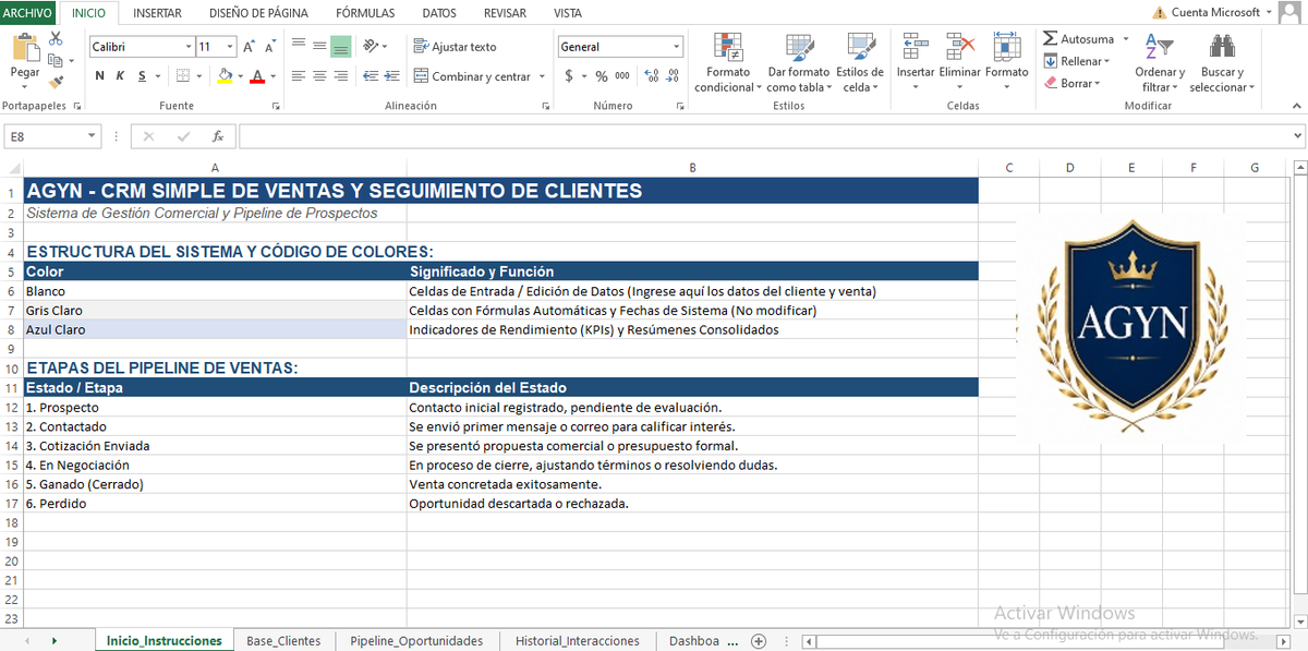 CRM de Ventas en Excel — Organizá clientes y cerrá más ventas
