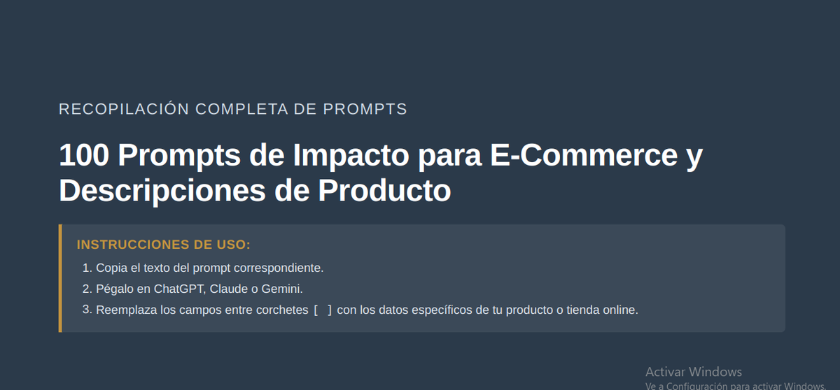 Prompts de IA para E-commerce: Más ventas, más rentabilidad.