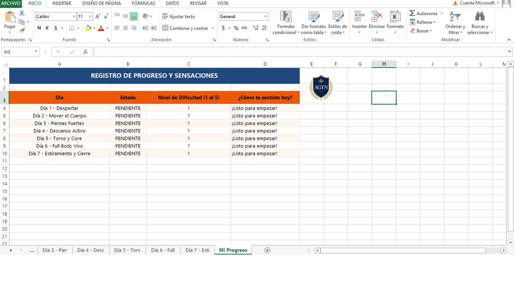 Planificacion de Entrenamiento 7 Días - Base.