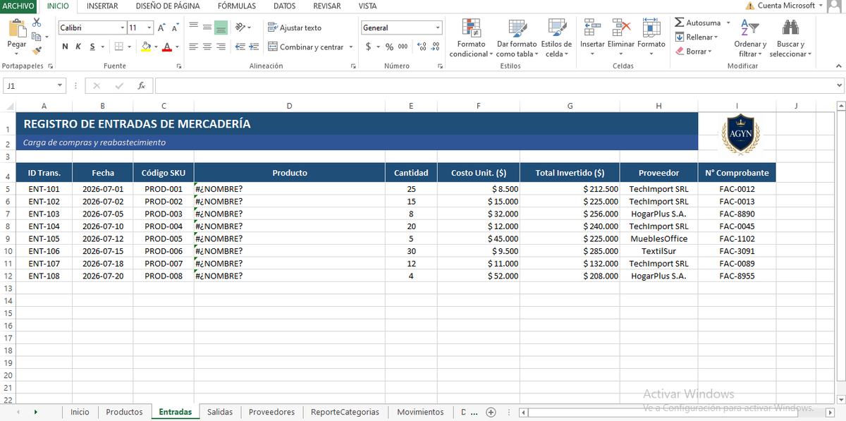 Control de Inventario y Stock.