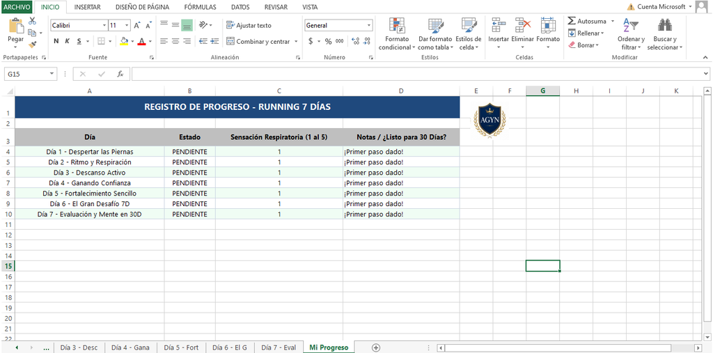 Planificacion de Running 7 días - Base.