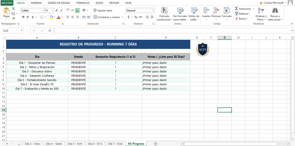 Planificacion de Running 7 días - Base.