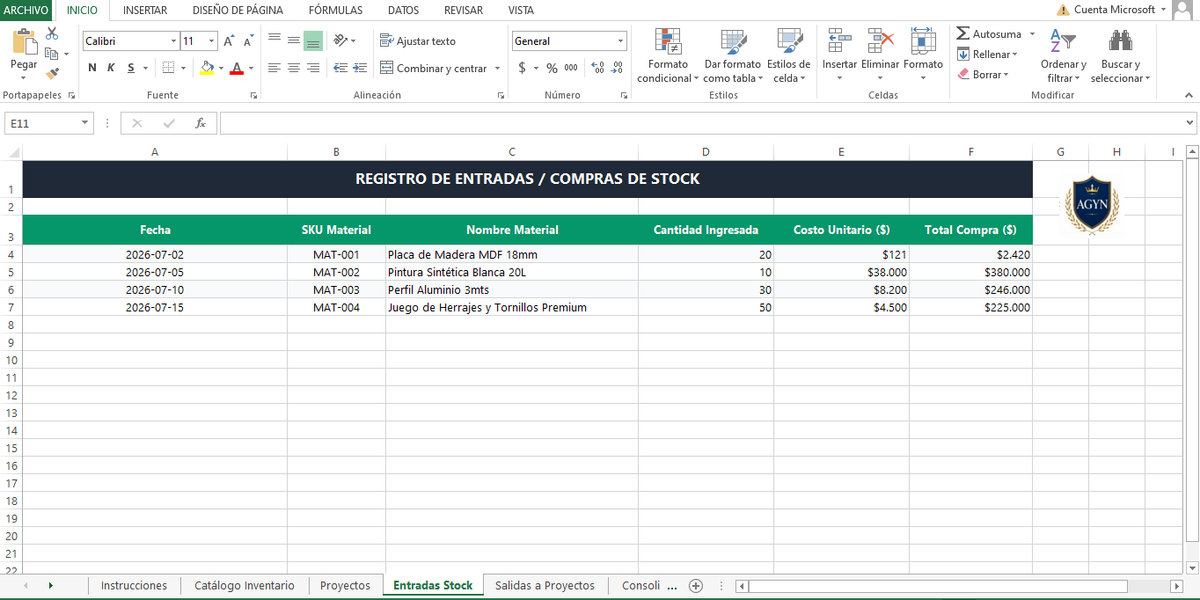 Inventario y Proyectos.