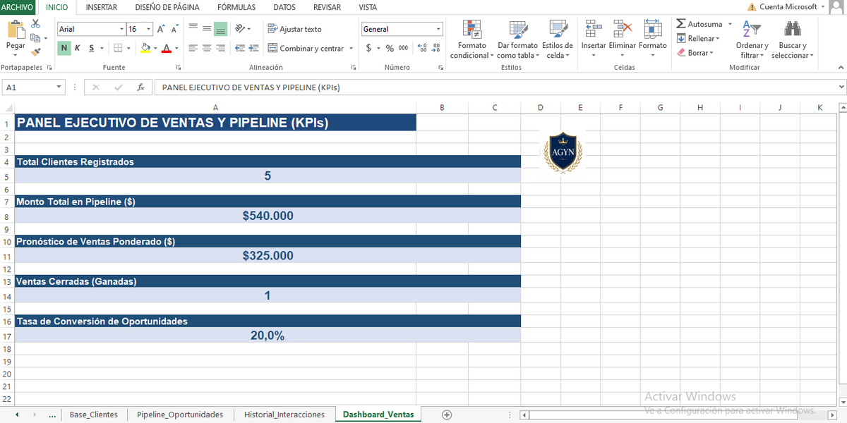 CRM de Ventas en Excel — Organizá clientes y cerrá más ventas