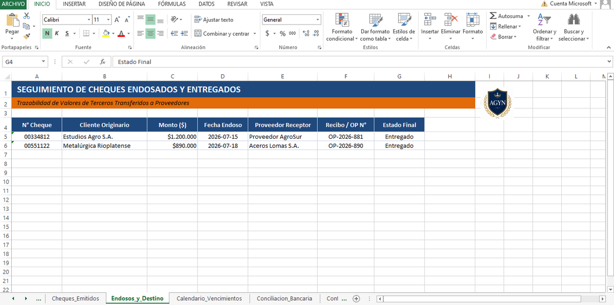 Control de Cheques.