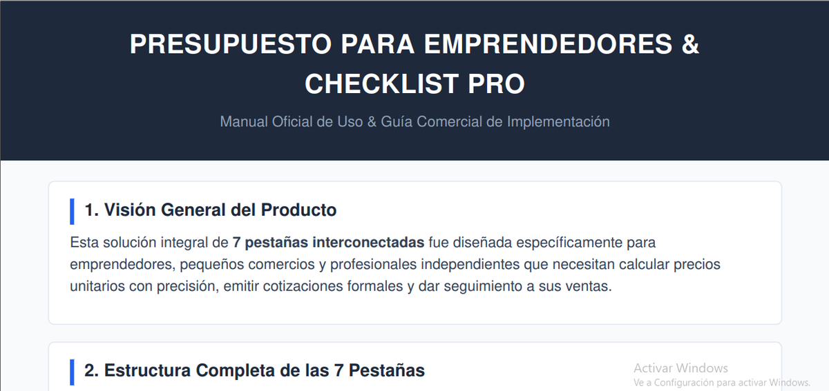 Presupuesto para emprendedores.