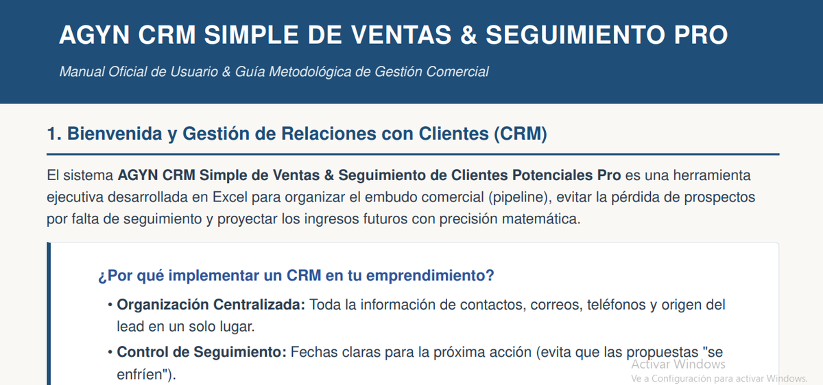 CRM de Ventas en Excel — Organizá clientes y cerrá más ventas