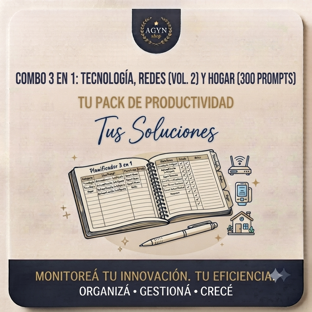 Combo 3 En 1: Tecnología, Redes (Vol. 2) y Hogar (300 Prompts)